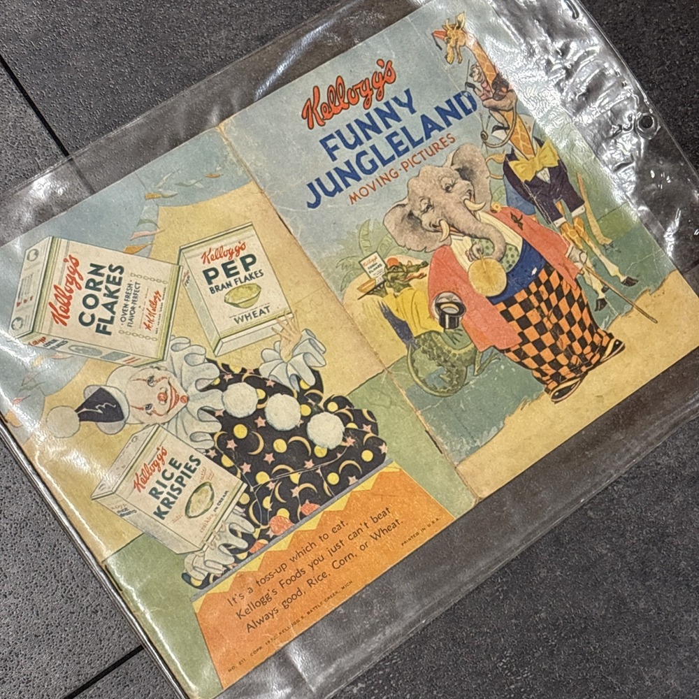 Vintage 1932 Kellogg's Funny Jungleland Moving Pictures Booklet Premium Kellogg